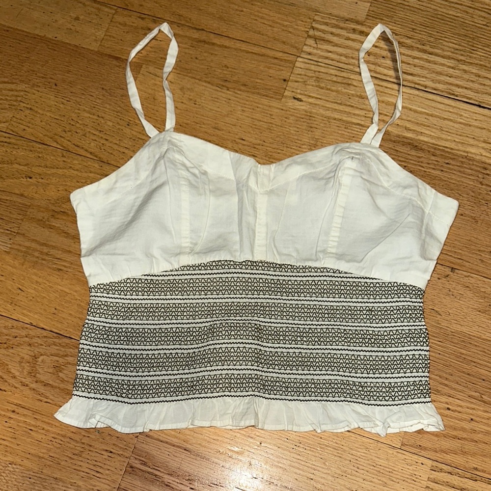 White with green stitching Women's Top